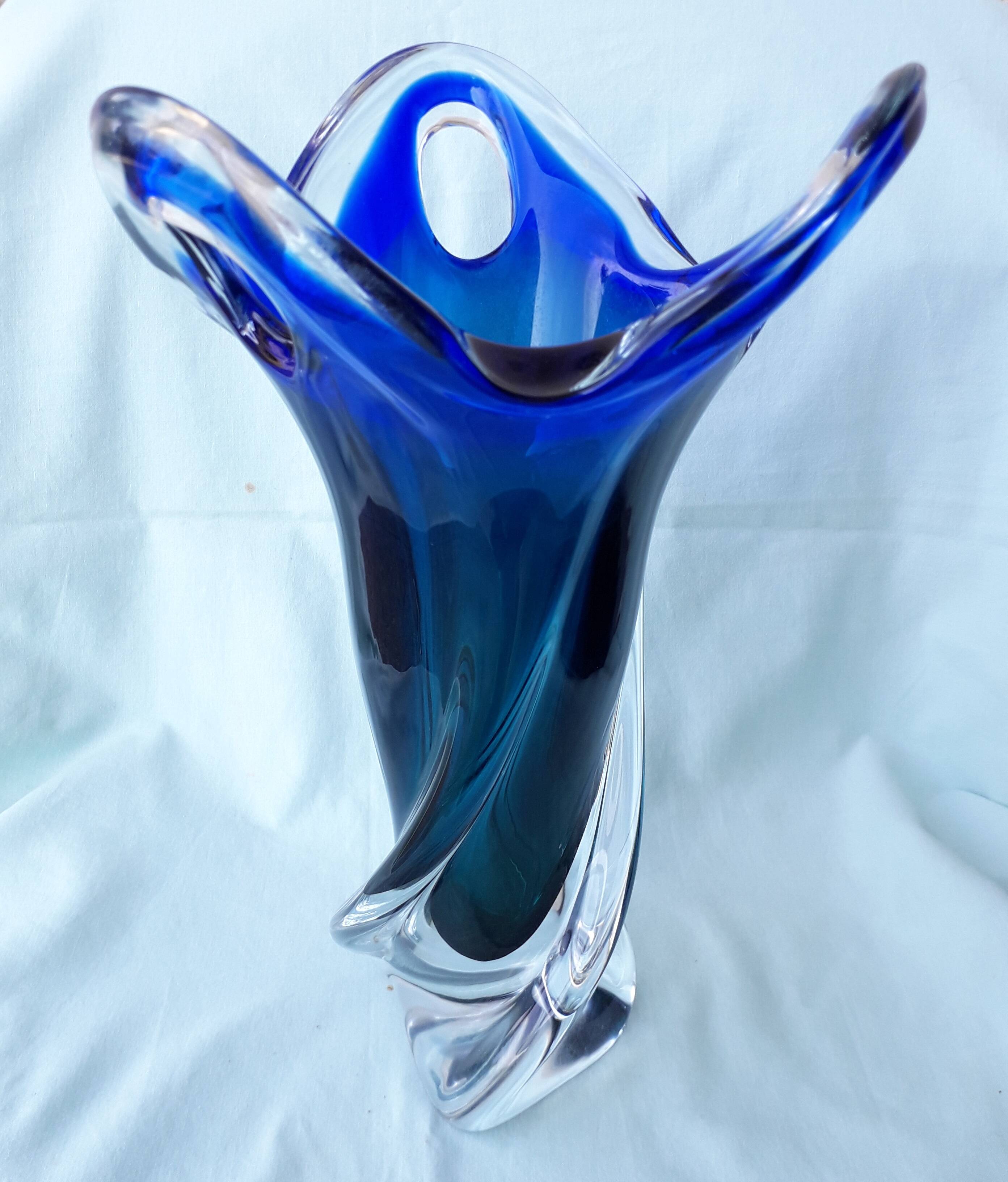 Blue glass vase in Murano style