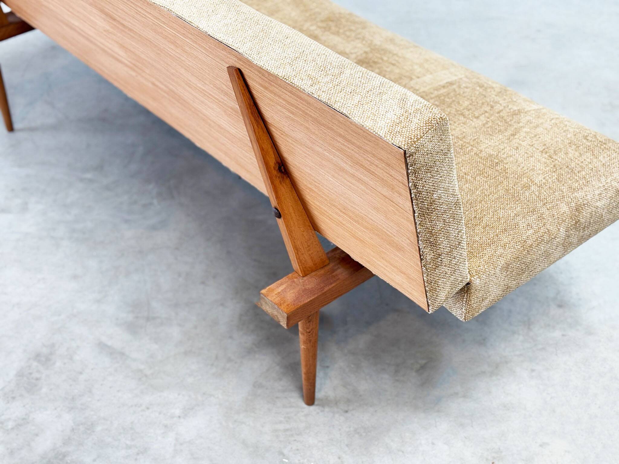 1970's German wooden sofa / daybed