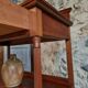 Antique mahogany console with drawer and shelf, French serving table, circa 1900.