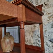 Console en acajou antique avec tiroir et étagère, table de service française, vers 1900