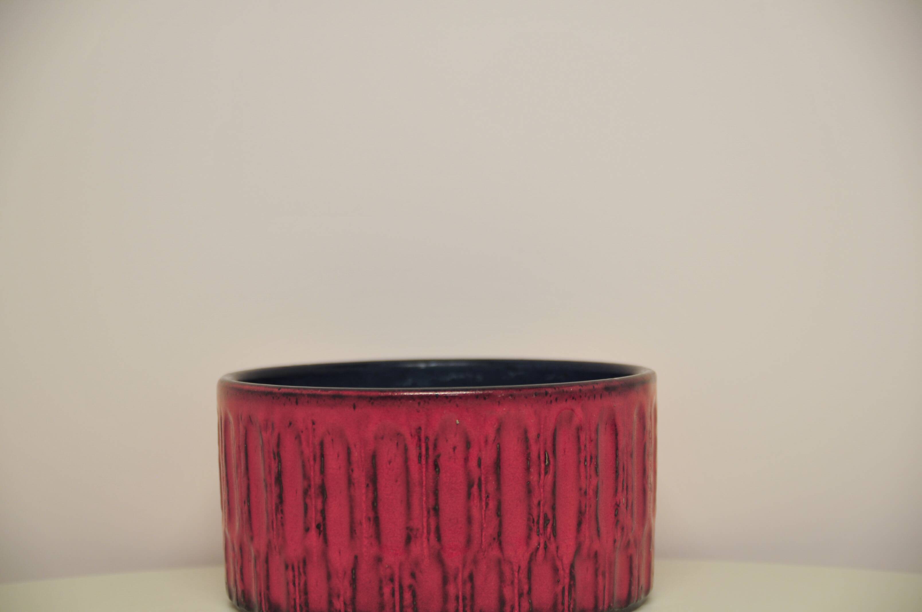 vintage red West Germany bowl flowerpot Jasba