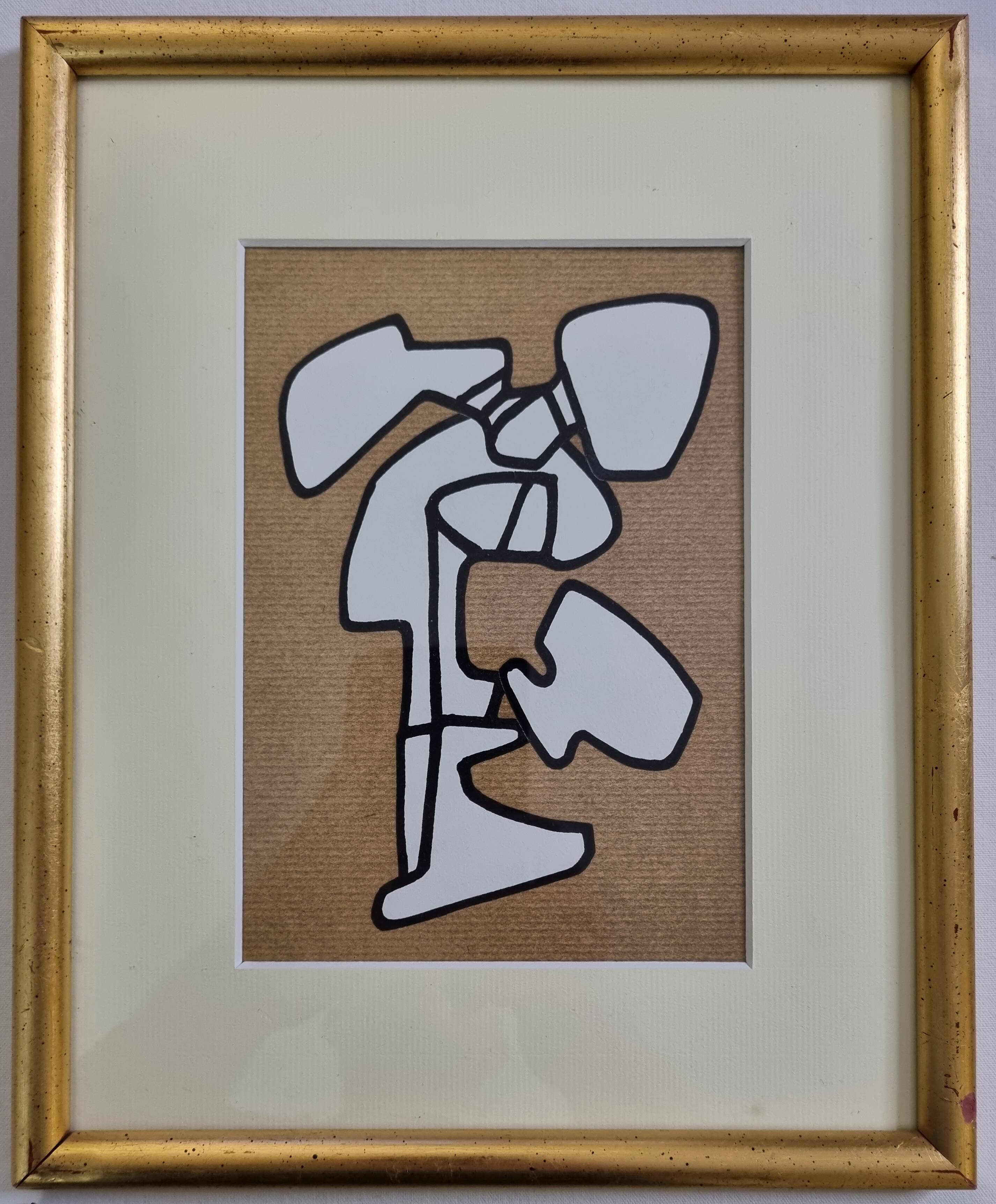 Screenprint after Jean Dubuffet framed under glass 26 cm by 32 cm