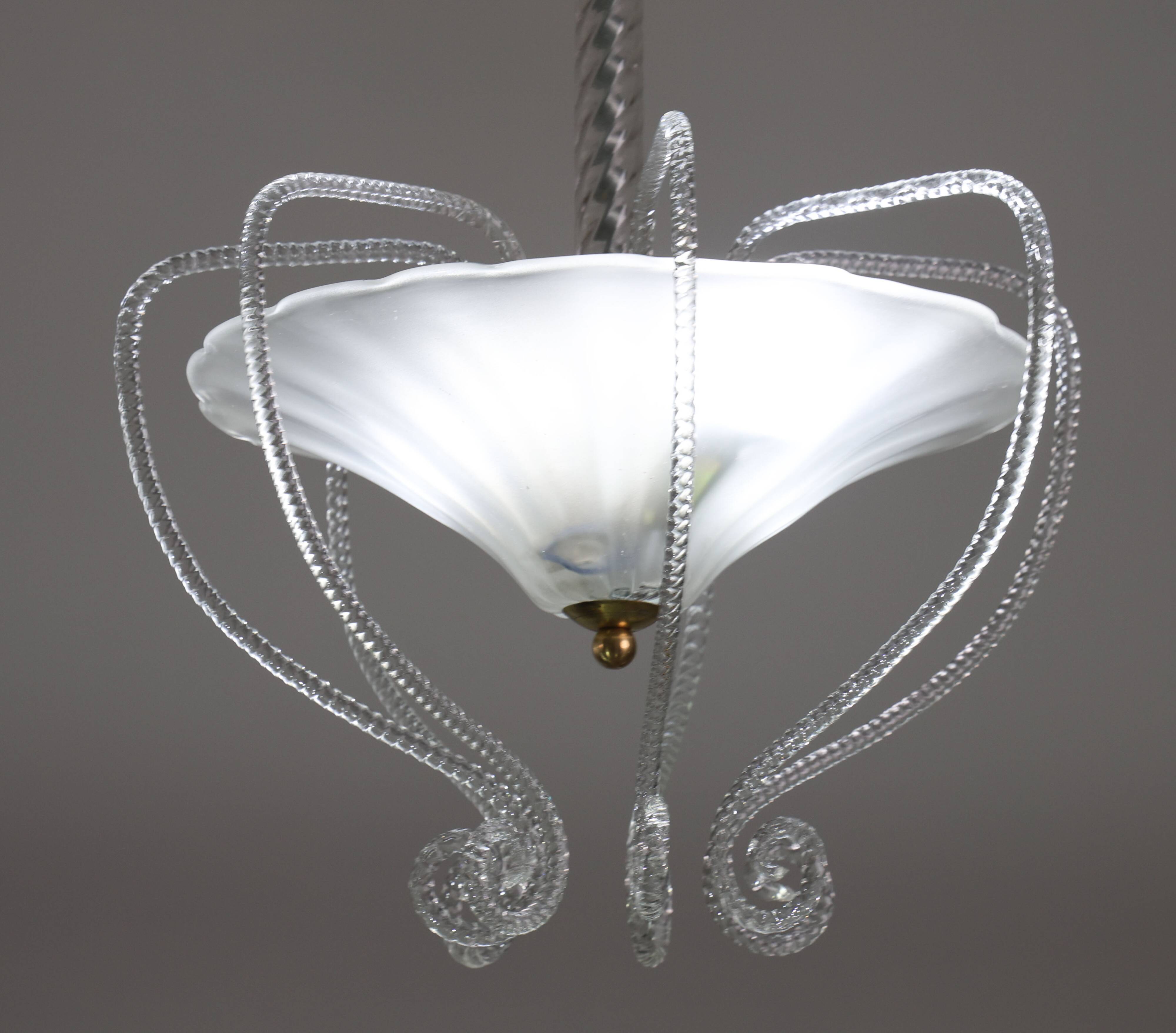 Art Decò Barovier e Toso "Fountain" Murano Glass Chandelier, 1950
