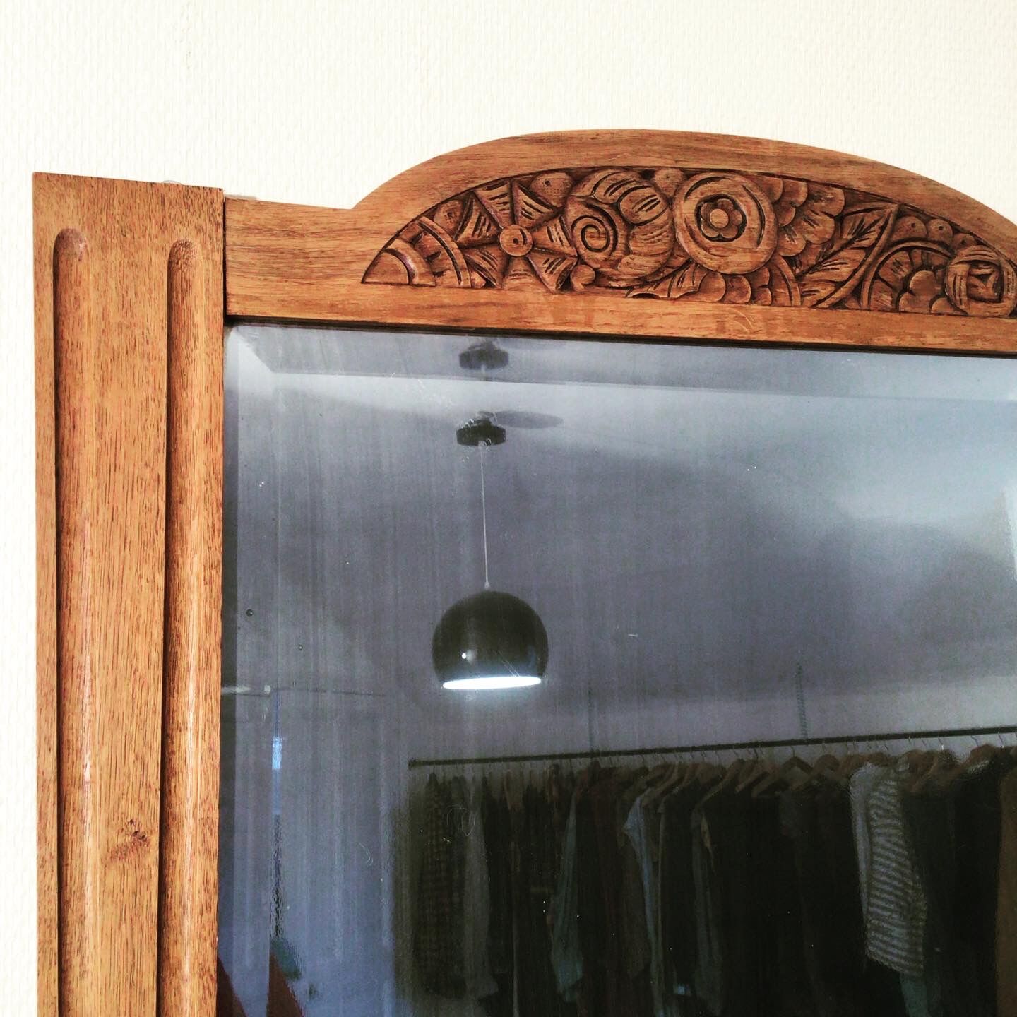 Beveled fireplace mirror