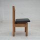 1970s, Danish design, set of 3 church chairs, leather, oak wood.