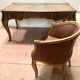 Louis XV style desk set in mahogany and burr walnut