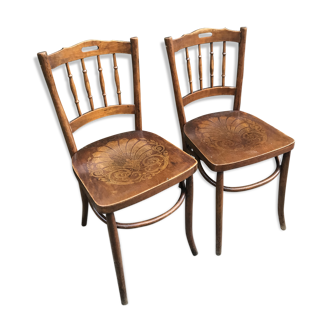 Paire de chaises bistrot avec motifs