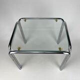 Small side table chrome metal and glass 70s