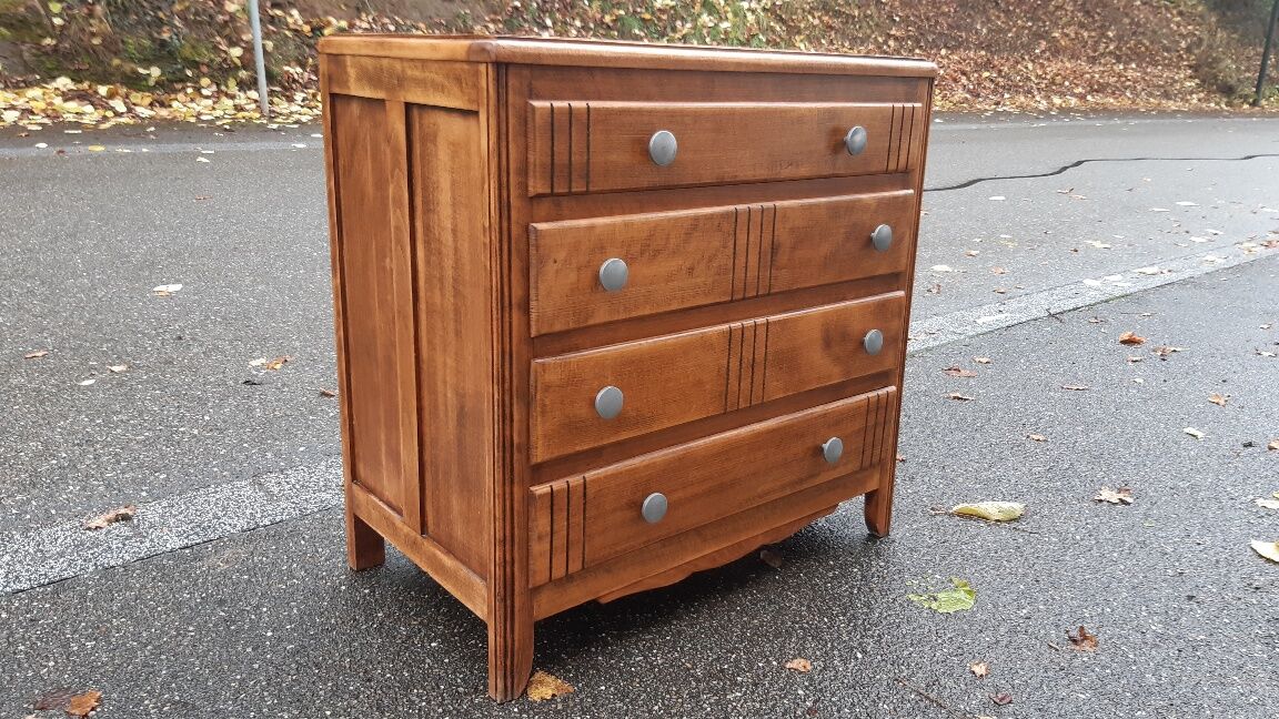 Art deco gilded oak chest of drawers