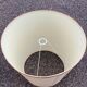 Art Deco floor lamp with wooden shelf and beige lampshade