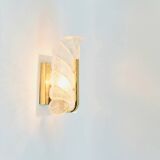 Scandinavian Glass & Brass Leaf Wall Lamp - C.Fagerlund for Orrefors, 1960s