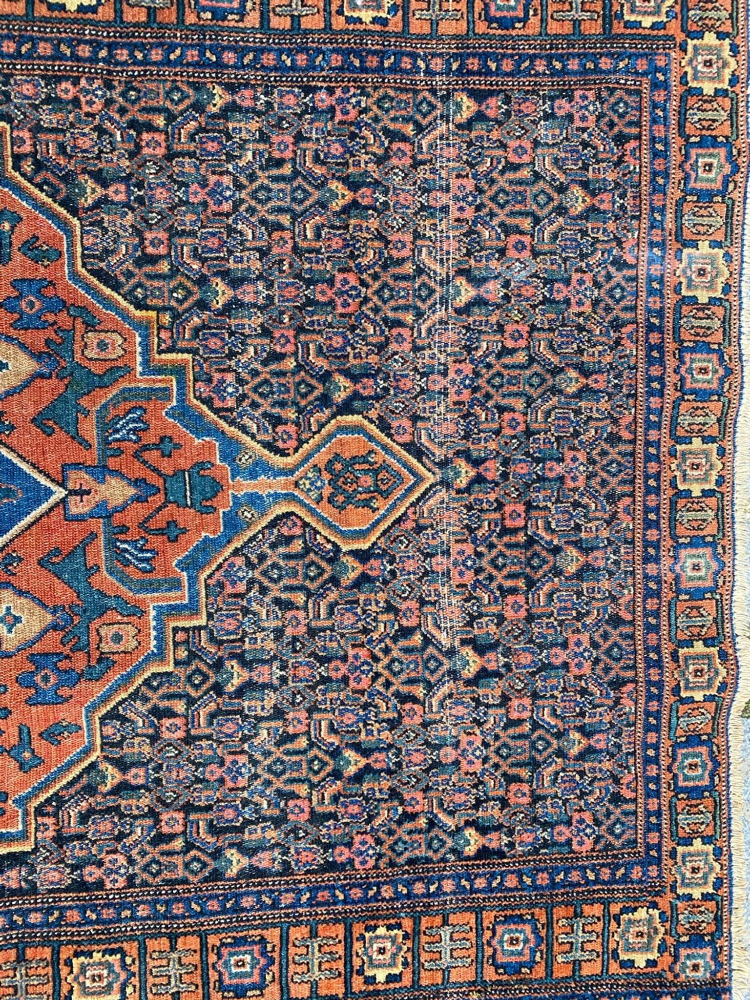 Tapis ancien persan d’orient senneh fait main 102x139 cm