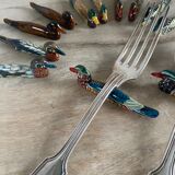 Set of 12 vintage handmade wooden cutlery rests