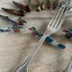 Set of 12 vintage handmade wooden cutlery rests