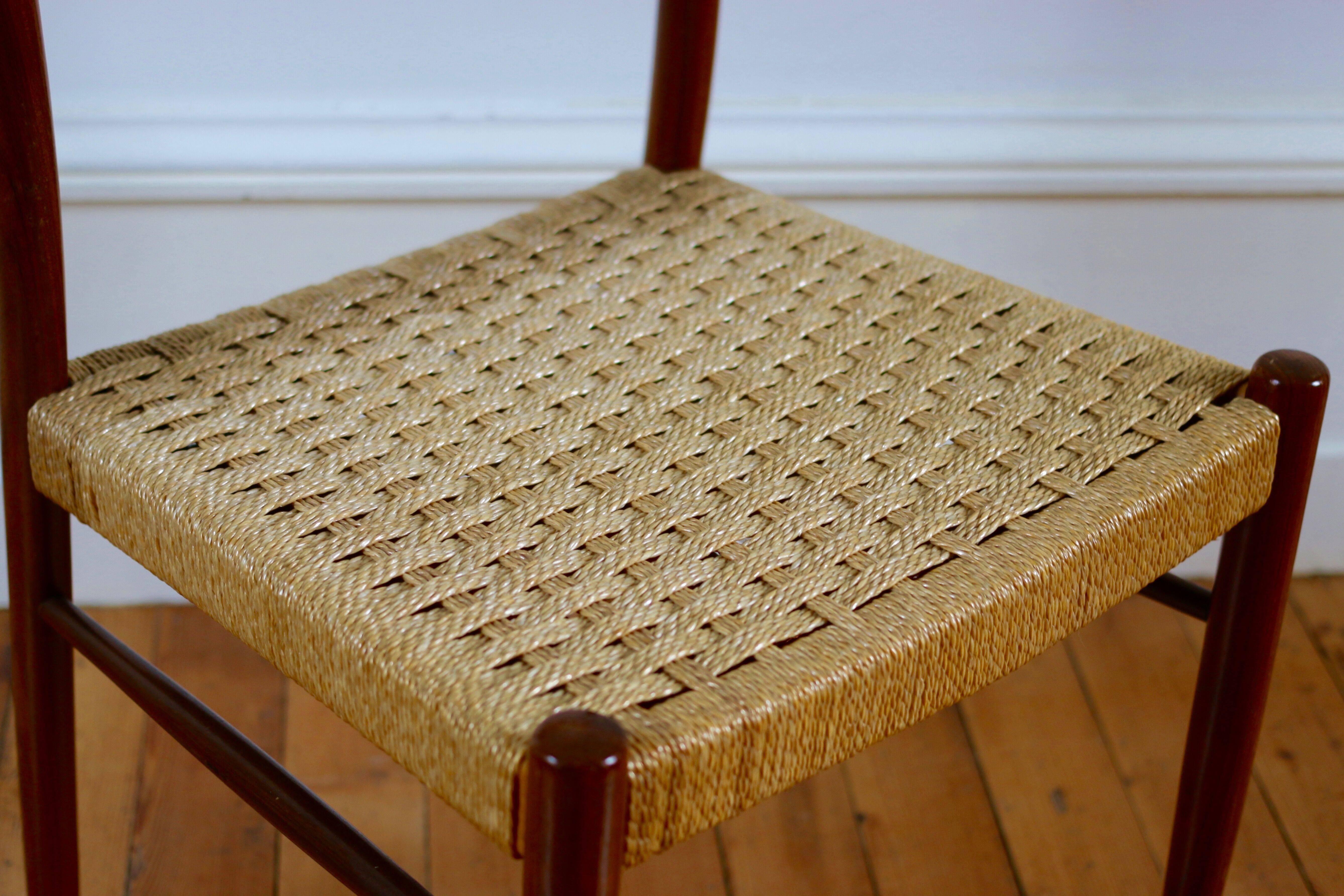 Chairs Scandinavian teak and rope 60 years