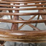 Set with table and four chairs in wicker and bamboo by Vivai Del Sud, 1970