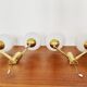 Set of 2 brass and opaline glass Sputnik wall lamps by Kaiser Leuchten