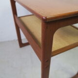 danish sidetable in teak with wicker storage place