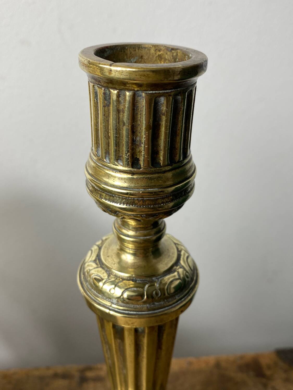 Antique brass candle holder