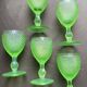 Verres à pied vert pointe de diamant