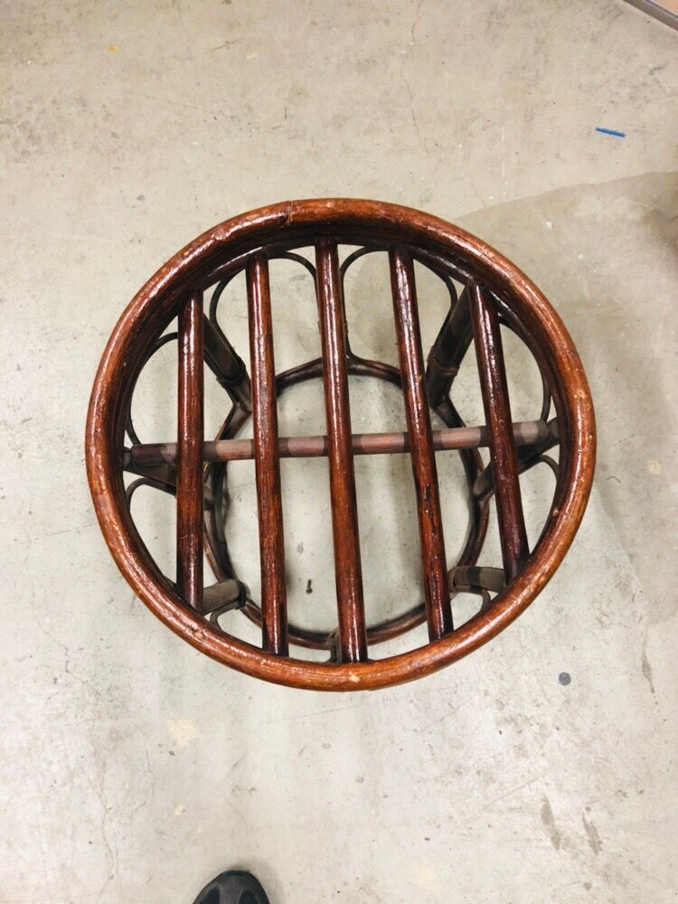 Pouf stool in rattan and bamboo vintage