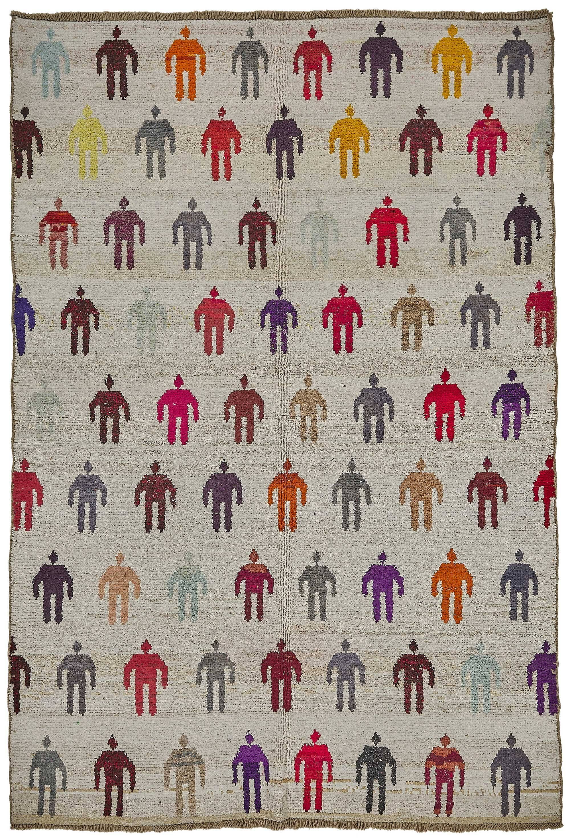Tapis boho recyclé turc fait main 200 cm x 295 cm