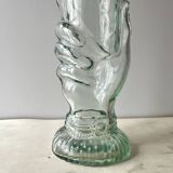Legras glass bottle "transparent hand" circa 1920, antique carafe