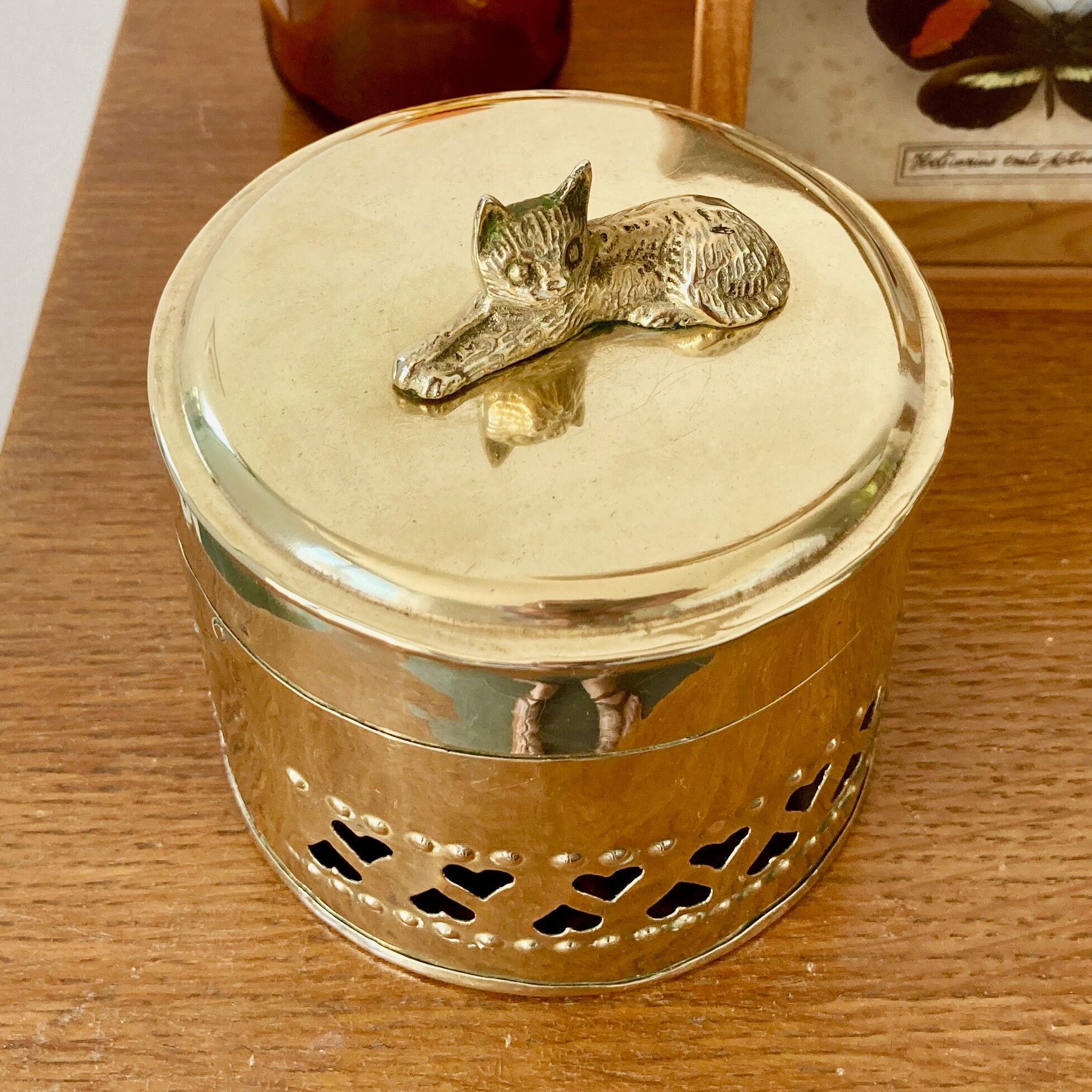 Cat brass box