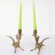 Pair of 19th century gilded brass “chimera” candlesticks