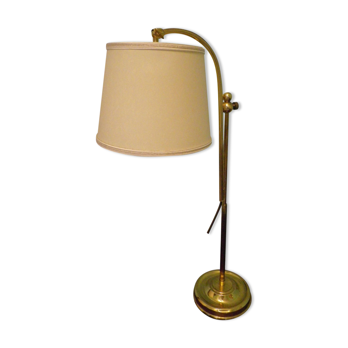 Reclining table lamp by Koch & Lowy for OMI, brass, metal, fabric - Germany - 60s/70s