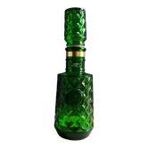 Vintage whisky bottle green moulded glass diamond point