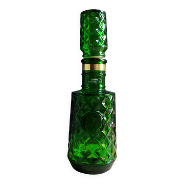 Carafe à whisky vintage en verre vert moulé pointe de diamant