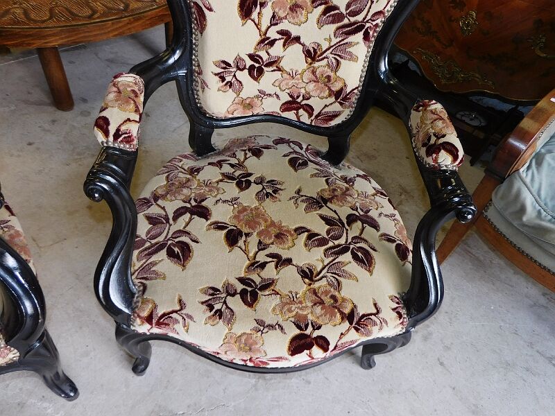 Pair of black armchairs Napoleon lll