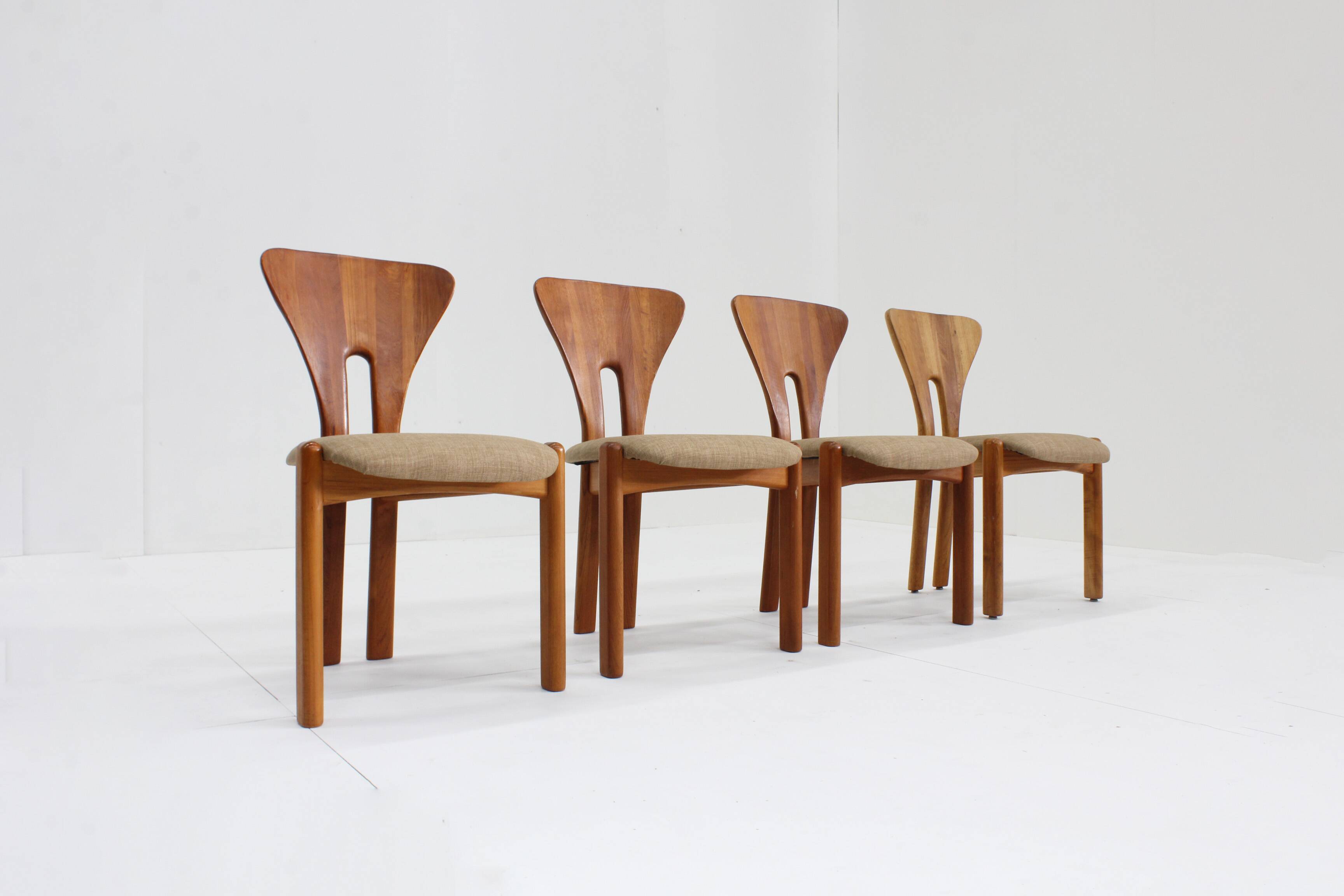 Vintage Danish Mid century teak Dining Chairs solid wood , Set of 4