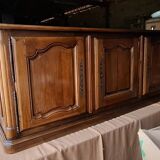 Louis XV 3-door walnut sideboard on plinths