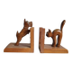 Wooden Bookends "Dog & Cat"