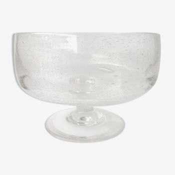 Coupe en verre soufflé bullé à pied Biot