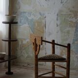 Carved monk's chair in solid oak, Wabi Sabi, Swedish, early 20th century.