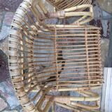 Lounge or garden table and 4 vintage wicker and rattan chairs 60s