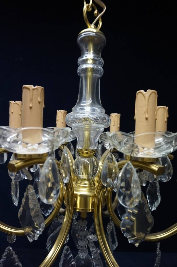 Bronze chandelier, crystal.