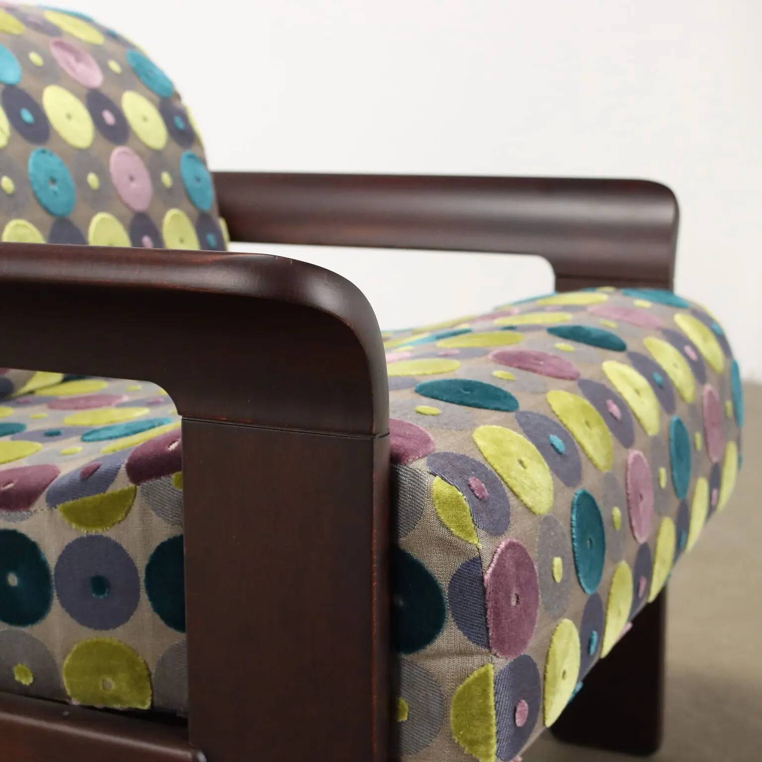 Vintage armchair in beech and fabric, Italy, 1970s