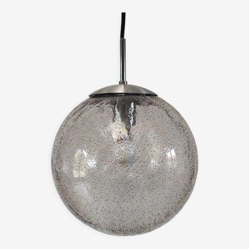 Suspension boule verre granité années 70