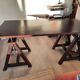 Beautiful solid wood desk, adjustable height, on trestles