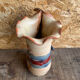 Vintage Beige Glazed Terracotta Vase with Relief Flower Decoration