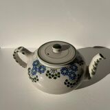 Green and blue teapot floral motif Badonviller