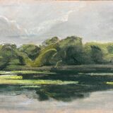 Paintings set of 3 drawings by Ed. Pannetier (1884-1965) Ville d'Avray pond F