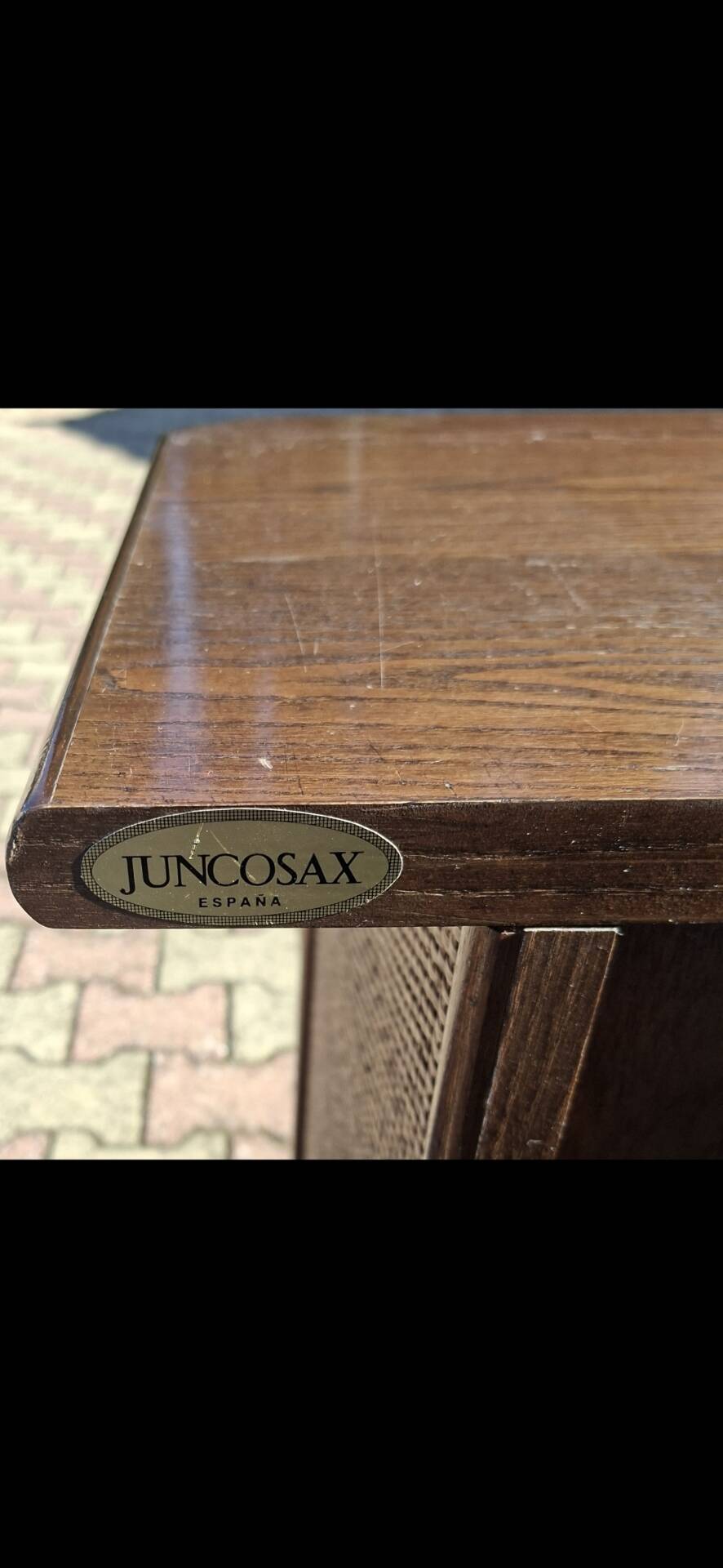Vintage Wooden Desk and Wall Shelf Set with Rattan – Juncosa