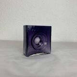 Vase Diabolo signé Christian Tortu, verre soufflé violet