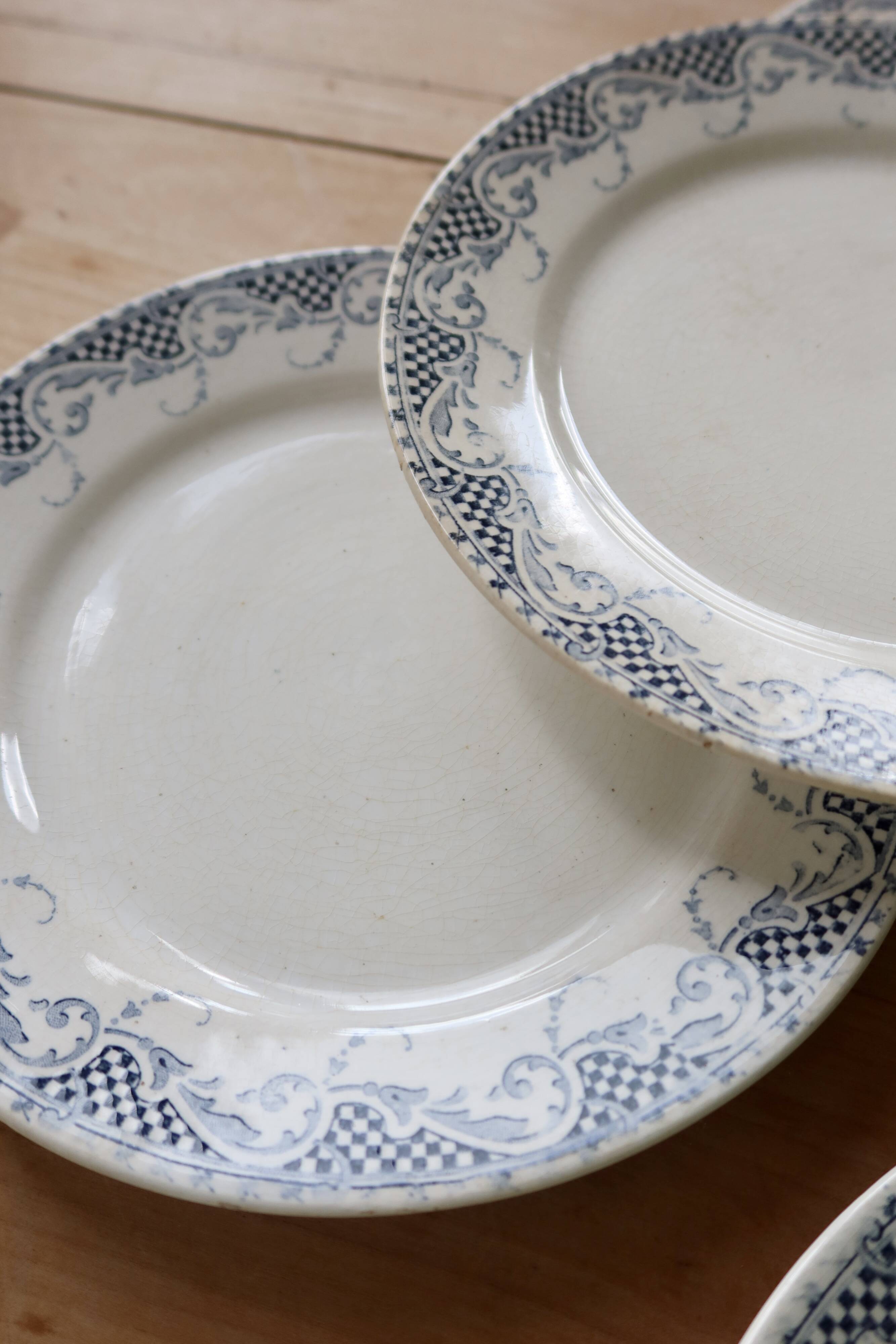 6 dessert plates, ironstone Sarreguemines U&C model Luchon