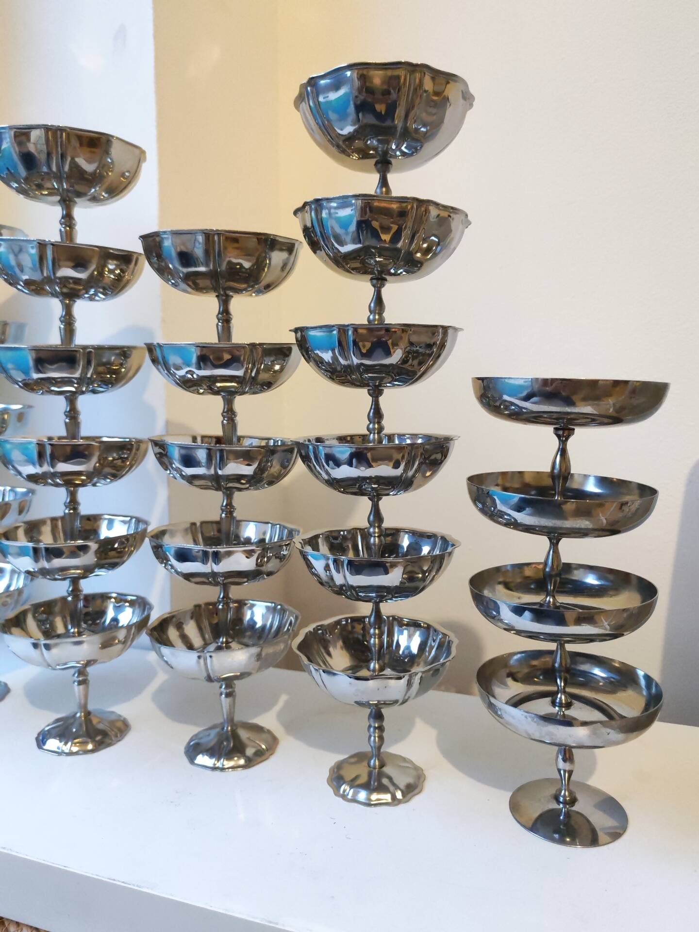 27 coupes en acier chromé inoxydable